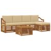 vidaXL Set divani 6 pcs Naturale e Beige Legno di Acacia Massello