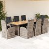 vidaXL Set da Pranzo da Giardino 9 pz con Cuscini in Polyrattan Grigio