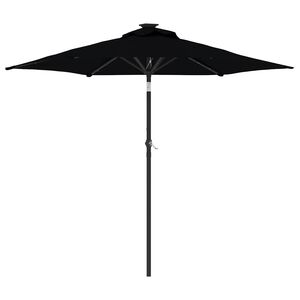 vidaXL Ombrellone Giardino con LED Palo Acciaio Nero 225x225x212 cm