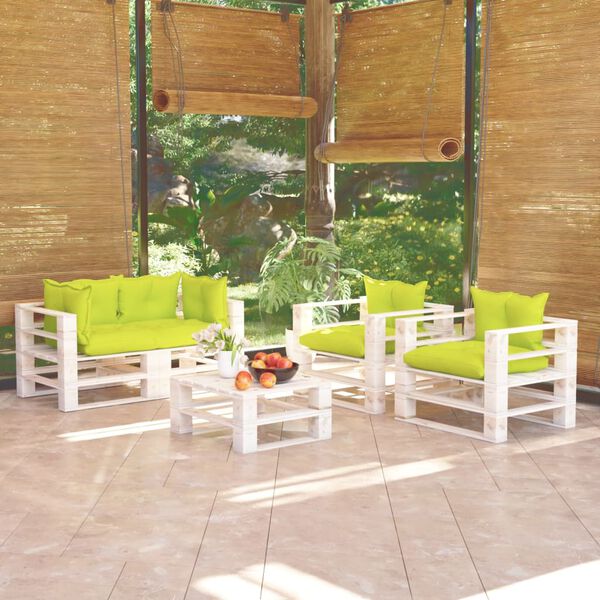 vidaXL Set Divani da Giardino Pallet 5 pz con Cuscini in Legno di Pino
