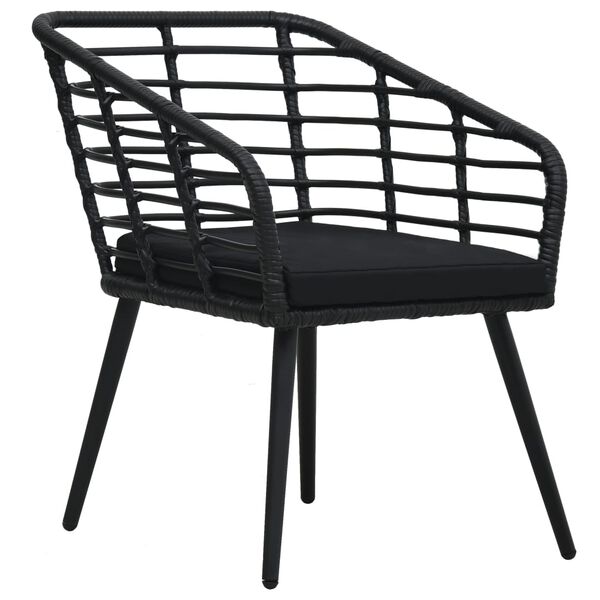 vidaXL Set da Bistrot 3 pz in Polyrattan Nero