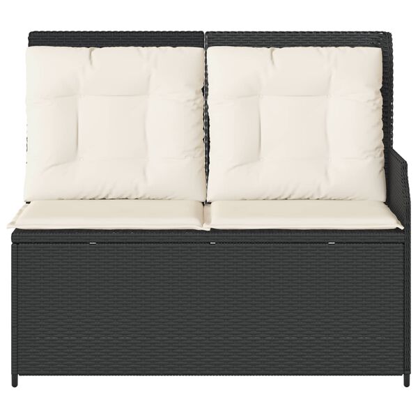 vidaXL Panchina da giardino con cuscino Nero e Bianco Crema polyrattan