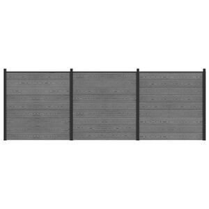 vidaXL Set di Recinzione 526 x 186 cm WPC e Alluminio Grigio