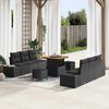 vidaXL Set Divano da Giardino con cuscino 9 pcs Nero Poly Rattan