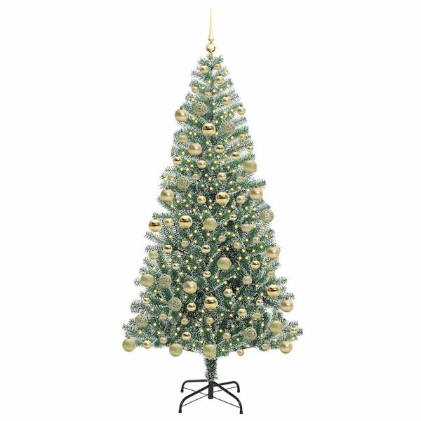 vidaXL Albero di Natale Artificiale Imbiancato con Luci LED 180 cm