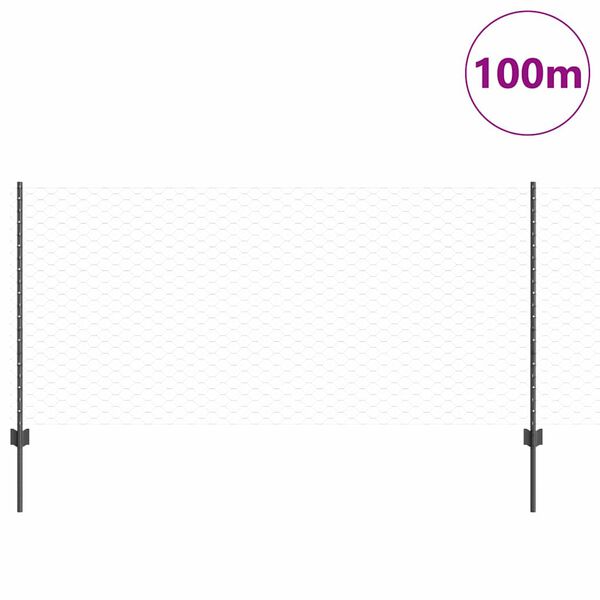vidaXL Recinzione con Posto Grigio 1 x 100 m Acciaio e PVC