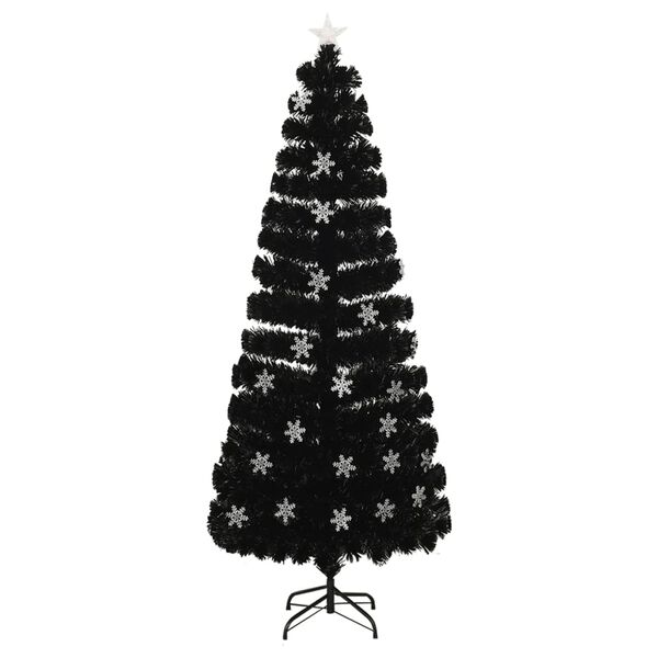 vidaXL Albero Natale con Fiocchi di Neve a LED Nero 240cm Fibra Ottica