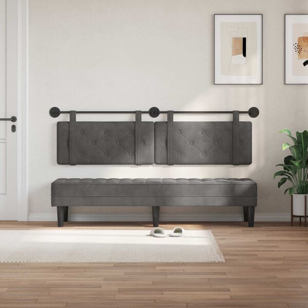 vidaXL Testata appesa Grigio scuro 170 x 55 x 5 cm Velluto