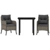 vidaXL Set da Pranzo da Giardino 3 pz con Cuscini in Polyrattan Grigio