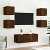 vidaXL Mobili TV a Muro con LED 6pz Rovere Marrone Legno Multistrato