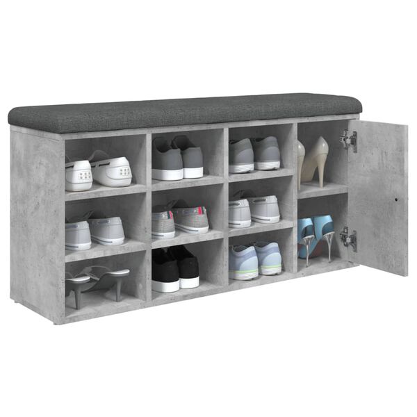 vidaXL Panca Porta Scarpe Grigio Cemento 102x32x50cm Legno Multistrato