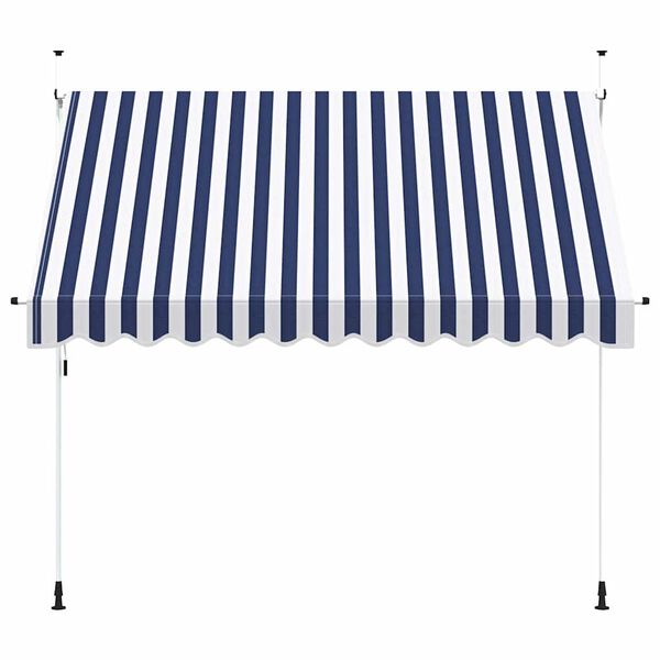 vidaXL Tenda da Sole Retrattile Manuale 300 cm a Strisce Blu e Bianche