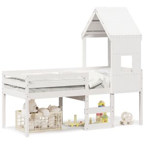 vidaXL Letto a Soppalco con Tetto Bianco 80x200 cm in Legno di Pino