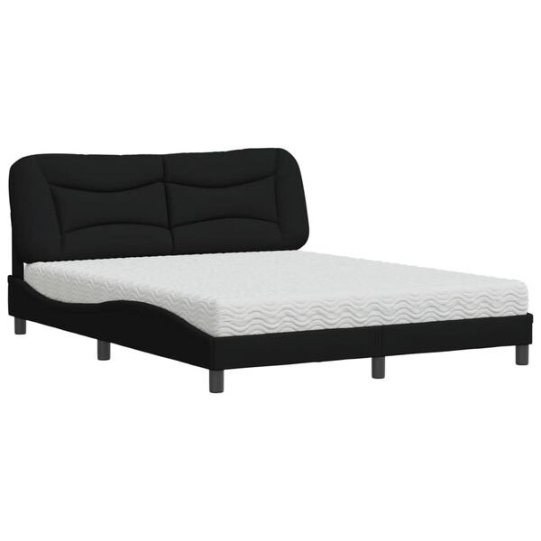 vidaXL Letto con Materasso Hvar Nero 160x200 cm in Tessuto
