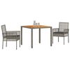 vidaXL Set da Pranzo per Giardino 3 pcs Grigio polyrattan