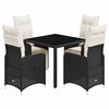 vidaXL Set Bistr&ograve; da Giardino 5 pz con Cuscini in Polyrattan Nero