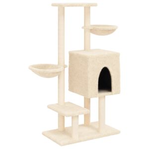 vidaXL Albero per Gatti con Tiragraffi in Sisal Crema 117 cm