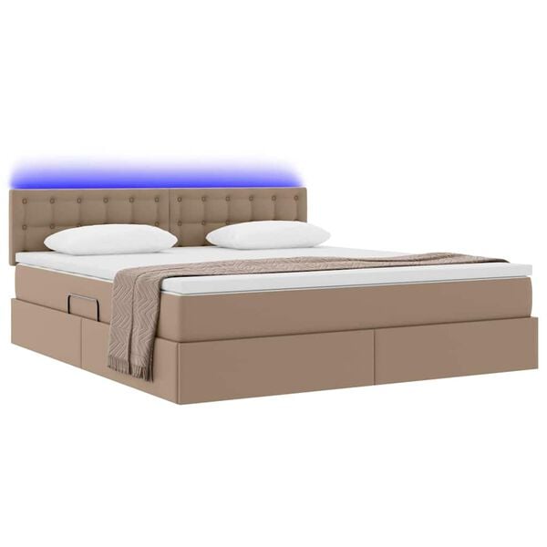 vidaXL Letto con contenitore e LED con led Cappuccino 160 x 200 cm