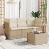 vidaXL Set Divano da Giardino 4 pz con Cuscini Beige in Polyrattan