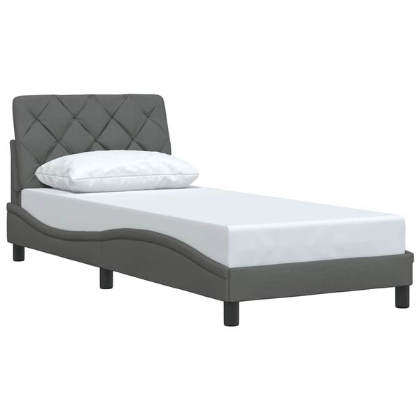 vidaXL Giroletto senza Materasso Grigio Scuro 90x190 cm Tessuto