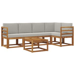 vidaXL Set di divani da esterno 6 pz Grigio Naturale e Chiaro