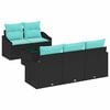vidaXL Set di divani con cuscino 6 pcs Nero e Turchese polyrattan