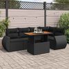 vidaXL Set Divano da Giardino 6 pz con Cuscini Nero in Polyrattan