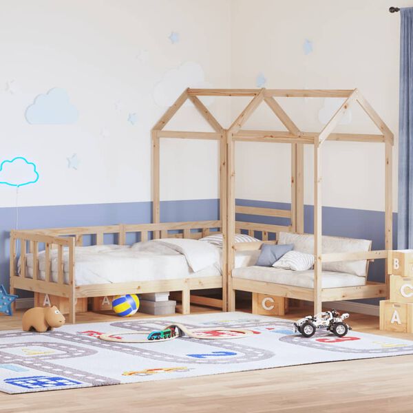vidaXL Set Dormeuse e Panca con Tetto 90x190cm Legno Massello di Pino