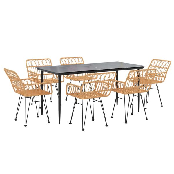 vidaXL Set da Pranzo da Giardino 7 pz in Polyrattan