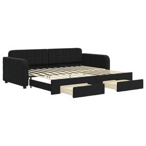 vidaXL Divano Letto Estraibile con Cassetti Nero 90x200 cm in Velluto