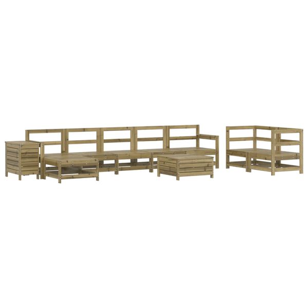 vidaXL Set Divani da Giardino 10 pz in Legno Impregnato di Pino