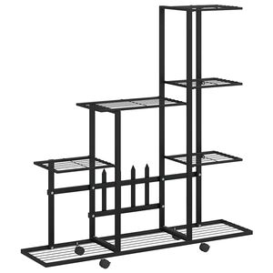 vidaXL Portapiante con Ruote 94,5x25x92,5 cm Nero in Metallo