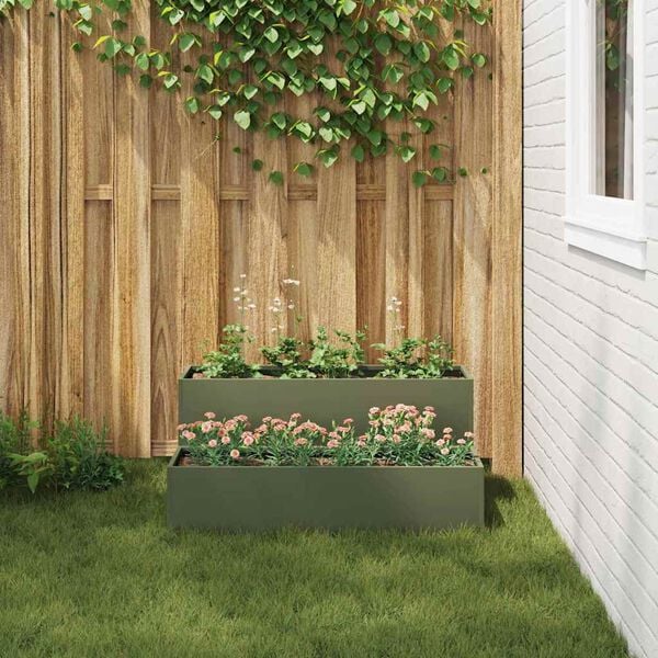 vidaXL Vaso da giardino Verde oliva 100 x 60 x 45 cm