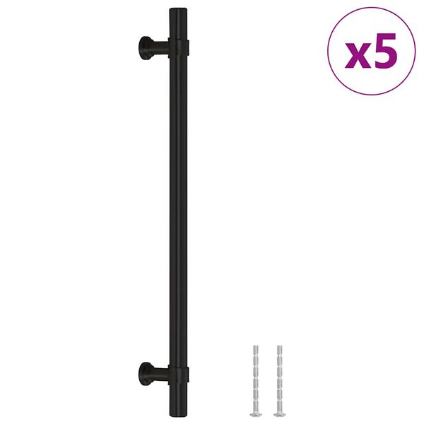 vidaXL Maniglie per Mobili 5pz Nere 192mm in Acciaio Inox