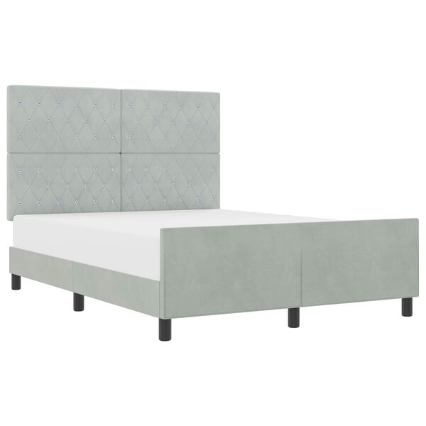 vidaXL Letto a molle con testiera Grigio chiaro 140 x 200 cm Velluto