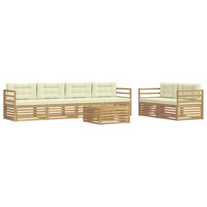 vidaXL Set di divani da esterno 7 pz Bianco e Crema Poliestere