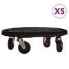 vidaXL Carrelli per Piante con Ruote 5 pz Diametro 40 cm Neri 275 kg