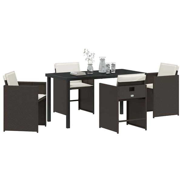 vidaXL Set da Pranzo per Giardino 5 pcs Marrone polyrattan