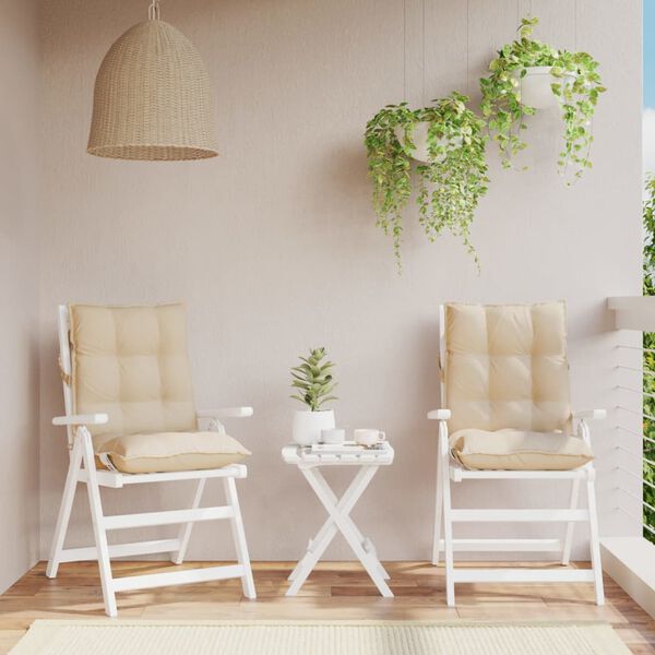 vidaXL Cuscini per Sedia Schienale Basso 2 pz Beige in Tessuto Oxford