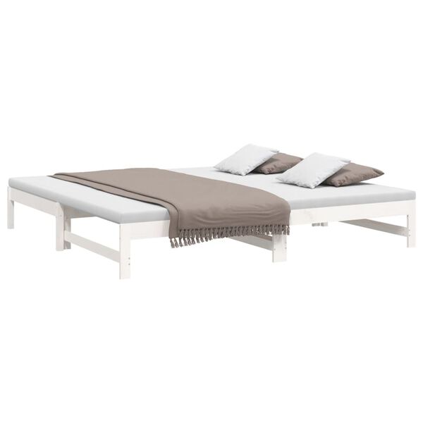 vidaXL Dormeuse Estraibile Bianca 2x(100x200)cm Legno Massello di Pino