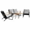 vidaXL Set Mobili da Balcone 5 pz con Cuscini Nero in Acciaio
