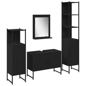 vidaXL Set di mobili per il bagno 4 pcs Nero Legno multistrato