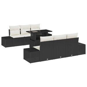vidaXL Set di divani con cuscino 7 pcs Nero e Crema polyrattan