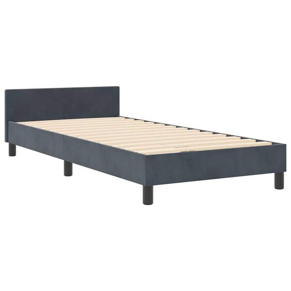 vidaXL Letto a molle con testiera Grigio scuro 90 x 200 cm Velluto