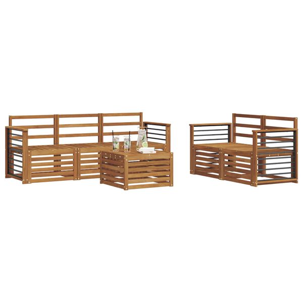 vidaXL Set divani 6 pcs Naturale Legno di Acacia Massello