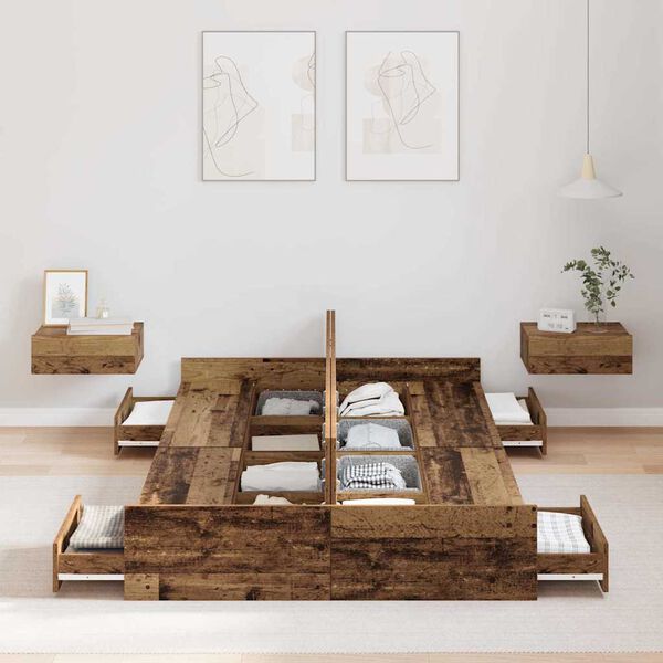 vidaXL Struttura letto con contenitore Legno vecchio 120 x 190 cm