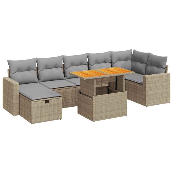 vidaXL Set Divano da Giardino 5 pz con Cuscini Beige Polyrattan Acacia