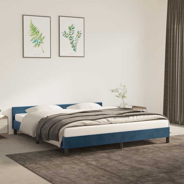 vidaXL Giroletto senza Materasso Blu Scuro 160x200 cm in Velluto