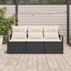 vidaXL Set Divano da Giardino 3 pcs Nero e Bianco polyrattan