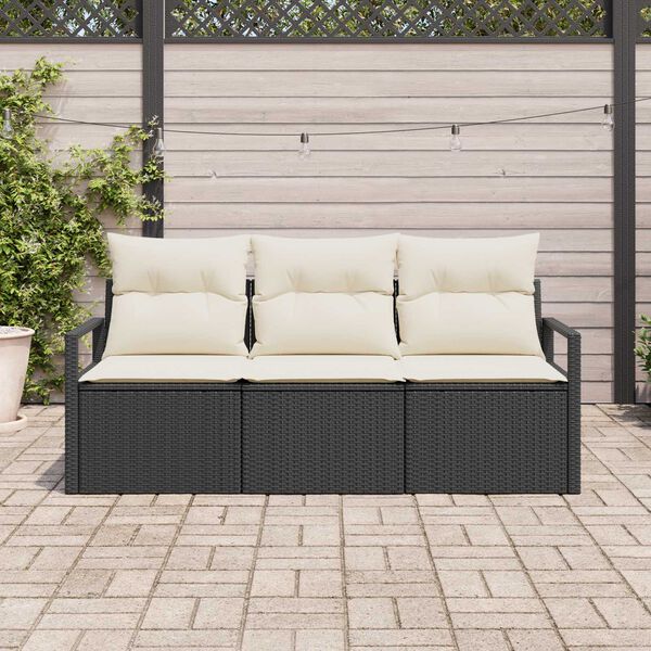 vidaXL Set Divano da Giardino 3 pcs Nero e Bianco polyrattan